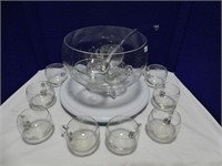 CLEAR GLASS PUNCH SET WITH LADLE