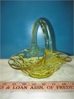 Amber Art Glass Mouth Blown 8" Basket