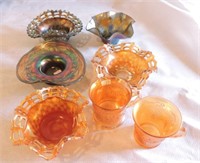 Carnival glass lot of 7 pcs