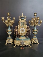 3 Piece Lancini Italian Brass & Marble Parlor Set