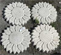 4 Concrete Sunflower Garden Stepping Stones.