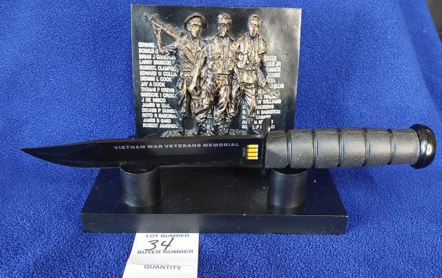 Vietnam War Veterans Memorial Plaque with Knife