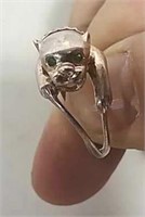Sterling Emerald eyed cat ring