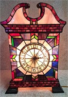 STAINED GLASS ELECTRIC MANTLE CLOCK MULTI COLOR