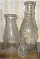 (3) Vintage Dairy Milk Bottles:  1 pint K9, 3