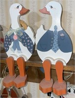 (2) Vintage Folk Art Courting Country Goose Couple