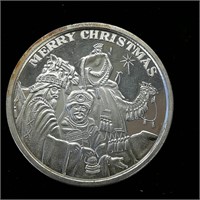 One Troy Ounce .999 Silver Merry Christmas 1998