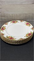 6 Royal Albert Old Country Roses Dinner Plates 10.