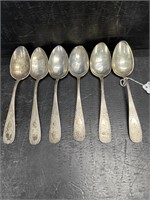 LOT OF 6 ANTIQUE COIN SILVER SERVING SPOONS