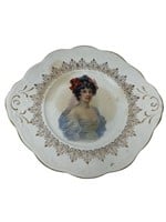 Colonial scalloped Victorian woman plate decor