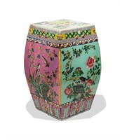 Chinese Square Famille Rose Garden Stool, 19th C#