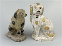 Early Antique Chalkware Dogs.