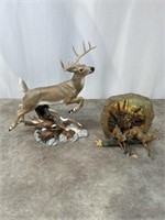 Porcelain deer figurine and Bradford Exchange
