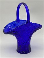 LE Smith Cobalt Glass Basket / Vase