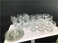 (26) Etched Crystal Goblets,Wine Glasses & Plates