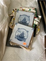 2 Nautical Delft Sail Boat Coasters