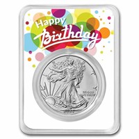 2024 1 Oz Silver Eagle White Happy Birthday Card