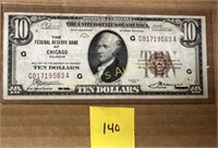 1929 10 DOLLAR NATIONAL CURRENCY G01719563A
