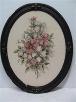 Painting on board, floral, some frame damage