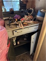 Vintage Metal Work Cabinet And Contents