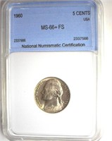 1960 Nickel MS66+ FS LISTS $15250