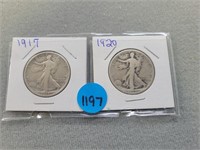 Liberty halves; 1917, 1920.  Buyer must confirm al