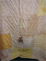 Tan and Yellow Quilt approx 80" x 72"