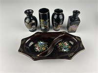 Japan decorated vases dish