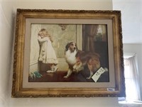 16.5X20.5 FRAMED PRINT OF GIRL AND COLLIE DOG