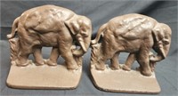 Pair of cast iron elephant book ends