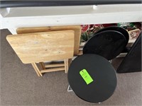 2 TV trays, 3 small metal tables, card table,