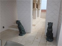 Pair of Cast Iron Black Panther Statues