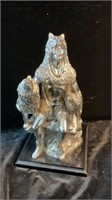 Native American Sculpture w Wolves, 12" h.