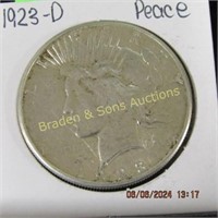 US 1923-D PEACE SILVER DOLLAR