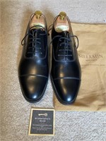 Black Leather Meermin Plain Toe Oxford Shoes Sz 8