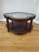 Wood Coffee Table w/ Glass Insert