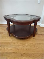 Wood Coffee Table w/ Glass Insert