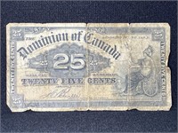 1900 CANADA 25 CENT "SHINPLASTER" NOTE