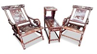 Chinese Hardwood and Mother of Pearl Suite,