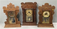 2 Session & Ingraham Co. Wood Shelf Clocks
