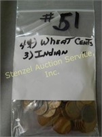 (44) Misc. Wheat & (3) Indian Cents