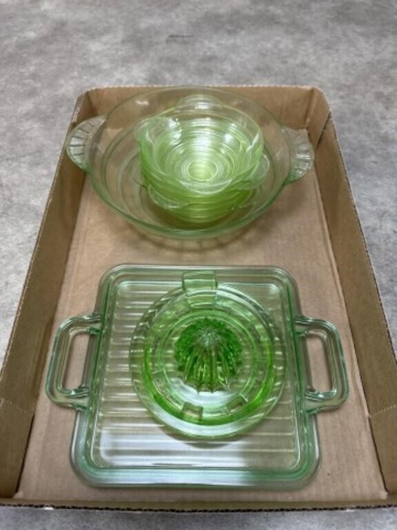 Green Depression Glass Dishes