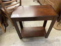 SMALL WOOD TABLE W/ SHELF