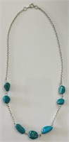 GREAT STERLING SILVER NECKLACE W TURQUOISE ACCENTS