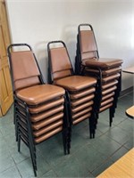 Stack Chairs   Black frame with brown vinyl
