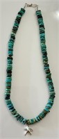 NICE STERLING SILVER AND TURQUOISE NECKLACE