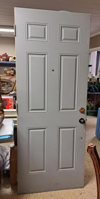 Exterior Metal Door-Grey/Yellow