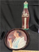 Coca Cola tin & themometer