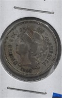 1865 3 Cent Nickel  F