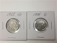 1935 & 1936 US Buffalo Nickel